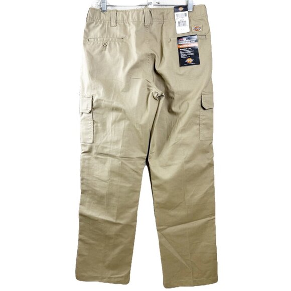 Dickies 36x34 Cargo Straight Leg Flex  Waist Twill Khaki Pants Double Knee NWT - Picture 1 of 6